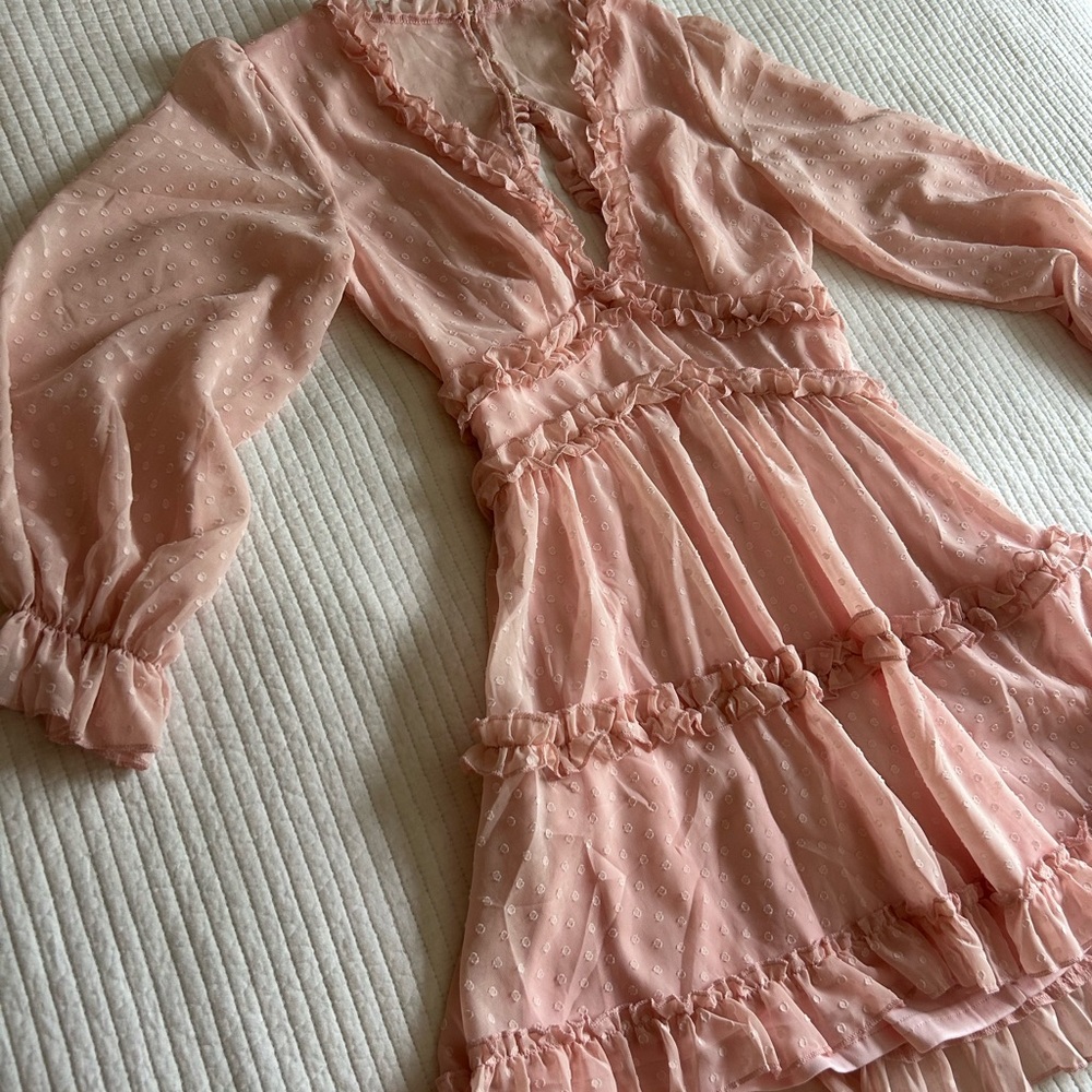 Elegant Pink Ruffle Dress - Picture 3 of 8